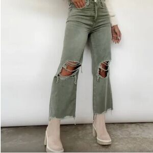 Vervet- 90’s Vintage Army Green Crop Flare Denim - Size 25